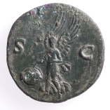 Nero, Copper As, Lugdunum (Lyon), Victory, AD 62-68, Reverse